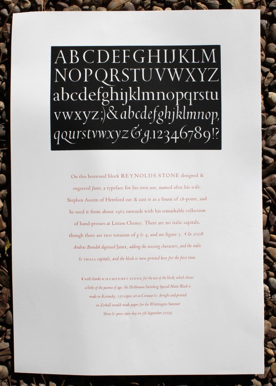 Reynolds Stone’s Janet typeface