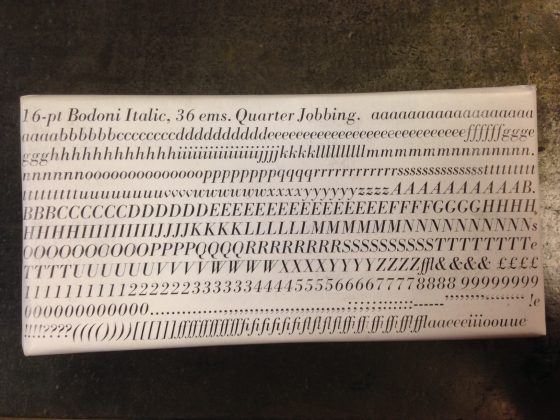Bodoni letterpress type